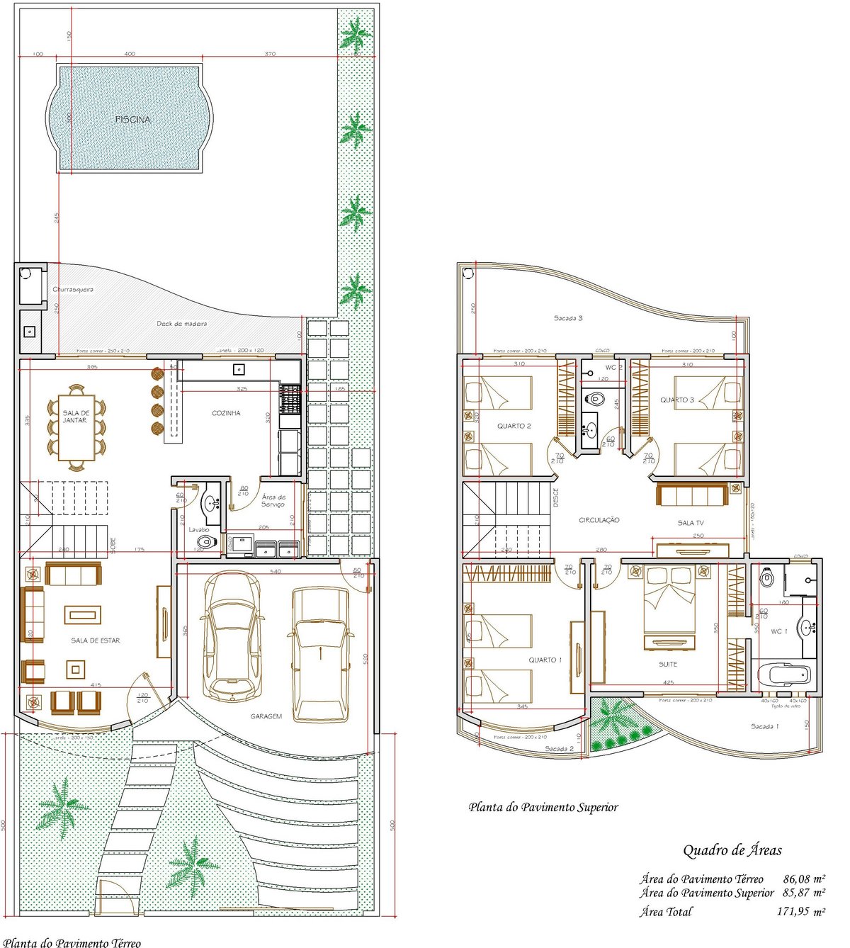 #884E12 Decoração e Projetos – Projetos de sobrados com 4 quartos grátis 1200x1338 px Projetos Cozinhas Americanas Gratis #53 imagens