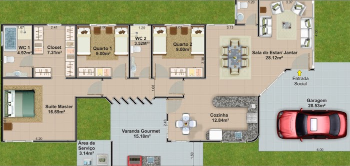 casas com espaço gourmet integrado