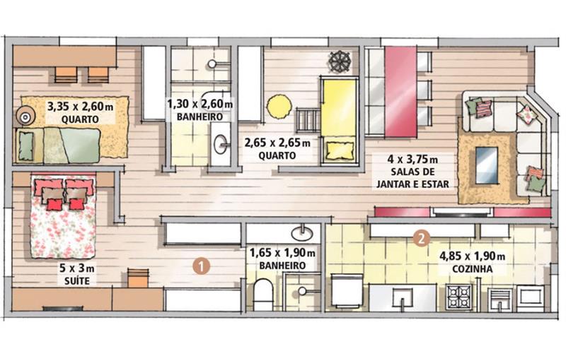 projetos de casas gratis com 2 quartos e 1 suite