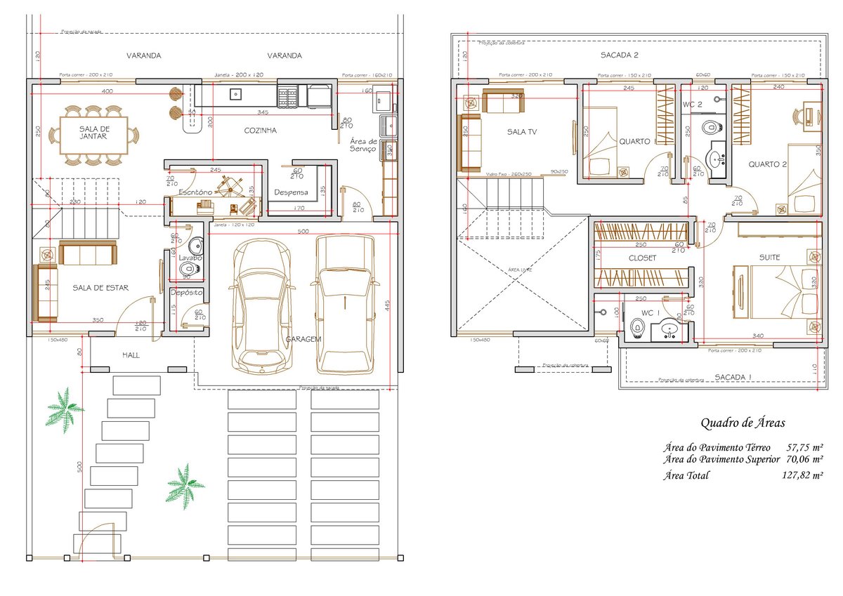 projetos de casas 2 andares 3 quartos