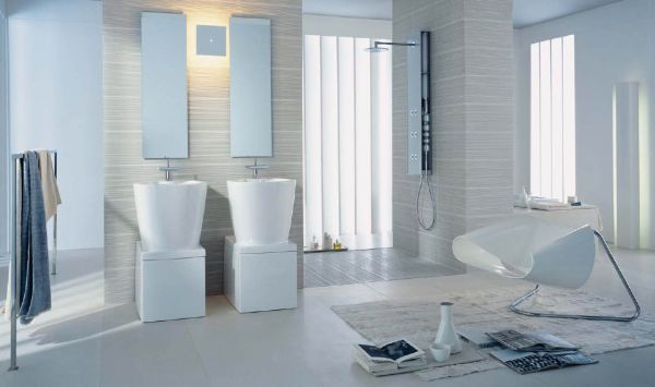 A decoração delicada para banheiros é perfeita para quem gosta de clima leve em sua casa (Foto: housearquitectura.com)   