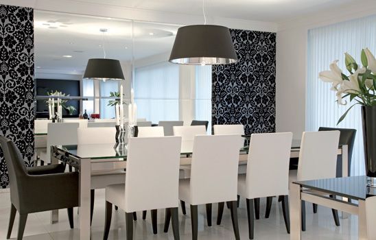 Papel de parede para sala de jantar é ótima opção para quem quer renovar de forma diferenciada este ambiente de seu lar (Foto: pinterest.com)                 