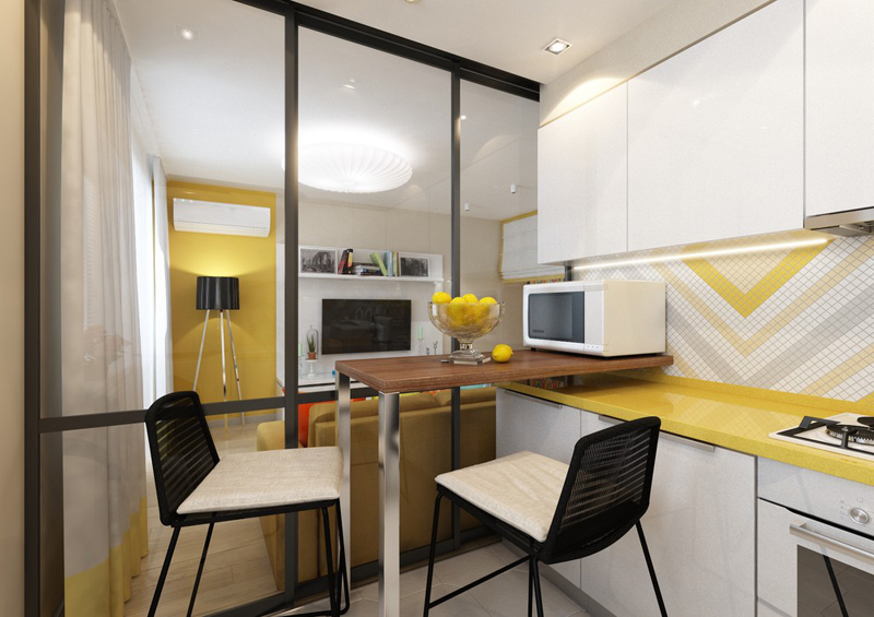 cozinha amarela com branco