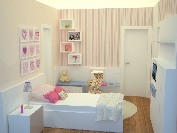 quarto de menina com papel de parede