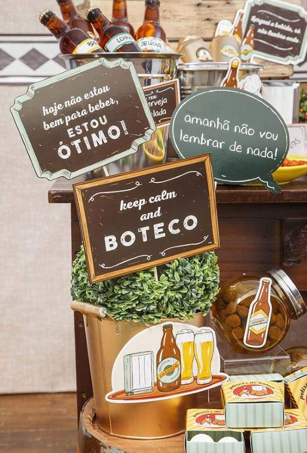 tema boteco com plaquinhas