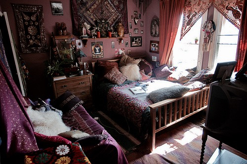 quarto hippie com pele