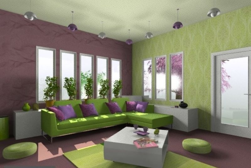 cor para sala verde e lilas