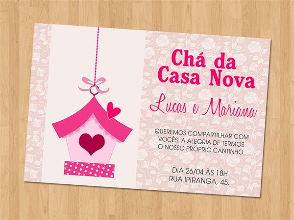 convite chá de casa nova rosa