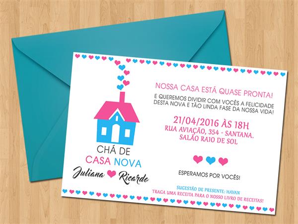 convite simples para chá de casa nova