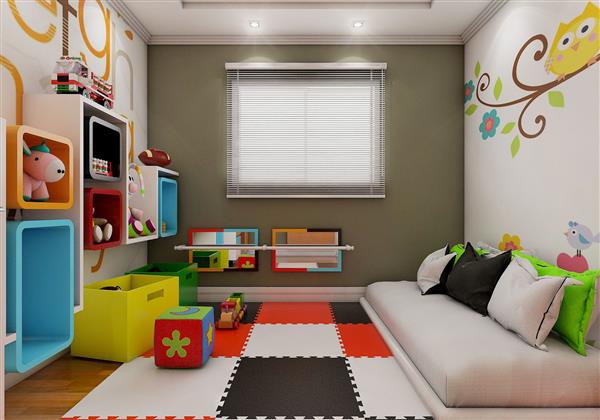 quarto infantil com nichos na parede