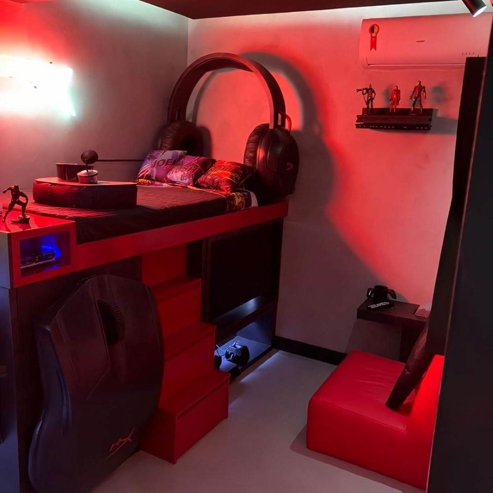 Quarto gamer com LED