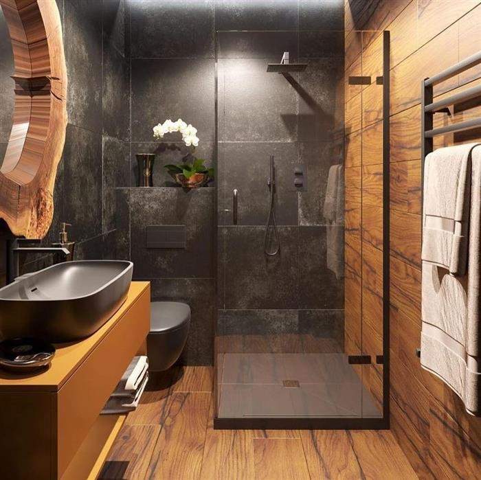banheiro rustico moderno