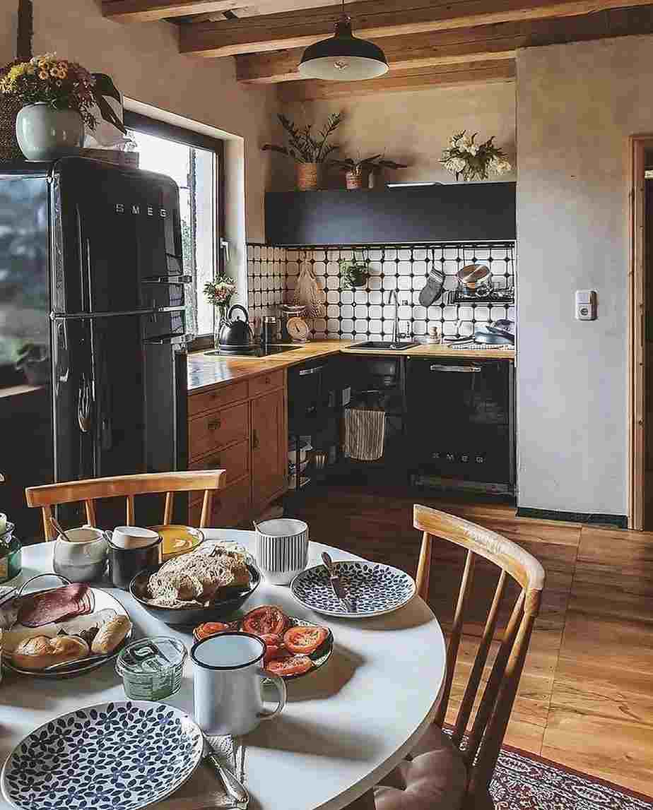 cozinha aberta com sala simples