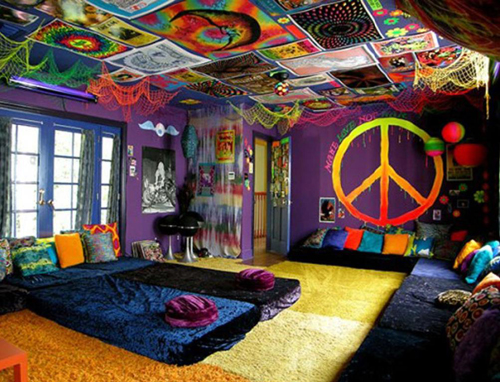 quarto hippie paz e amor